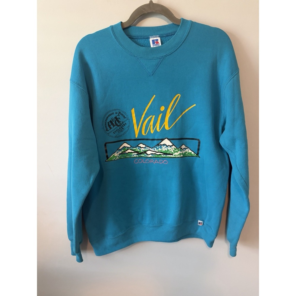 VTG 80s Vail Colorado Crewneck Abercrombie & Fitch Explorers Club Russell Sz LG